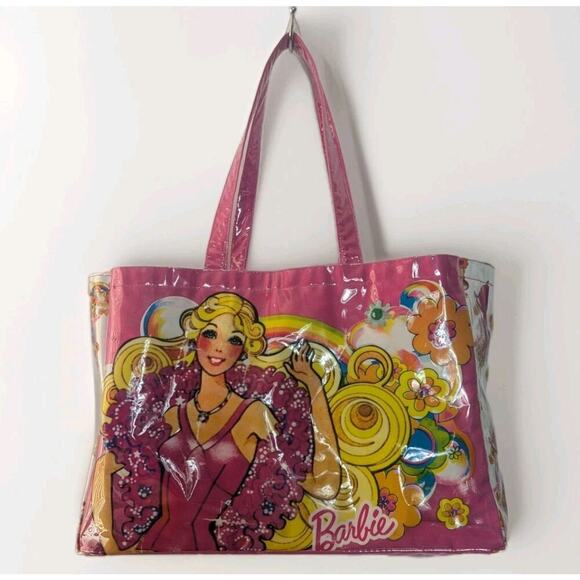 Barbie Tote Bag by Animations Beach Bag Superstar Era Graphics Retro Hot Pink - Picture 2 of 8